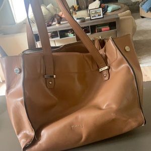 Brown shoulder bag with silver detailing